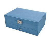 Eighosee Portagioie in velluto alla moda multistrato scatola di immagazzinaggio per orecchini scatola di immagazzinaggio gioielli a 2 strati di fascia alta blu