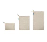 Eighosee Sacchetti riutilizzabili 12 confezioni di sacchetti lavabili in rete per la spesa in cotone con etichette tara peso borsa in mussola con coulisse in legno