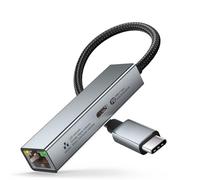 Eighosee Scheda di Rete USB C 2 in 1 con Porta di Ricarica Rapida PD 60W Adattatore Gigabit LAN RJ45 di Tipo C A Ethernet da 1000 Mbps per PC