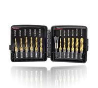 Eighosee Set di Maschi per Trapano con Adattatore A Cambio Rapido da 13 Pezzi, 6 Misure SAE, 6 Misure Metriche, Set Combinato di Trapano e Maschi