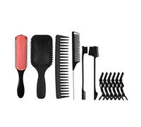 Eighosee Set Di Pennelli Districanti da 12 Pezzi, Districante per Capelli Strutturati da 3A un 4C Ondulati Crespi per Capelli Neri Ricci Bagnati/Asciutti/Lunghi e Spessi