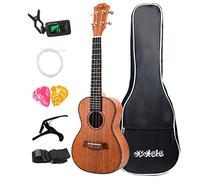 Eighosee Set di ukulele da concerto in mogano da 58,4 cm Uku a 4 corde mini chitarra piccola con tracolla e plettri per principianti