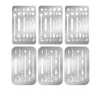 Eighosee Strumenti di Disegno Scudi per Cancellazione 6PCS 2 Stili Scudo per Cancellazione In Acciaio Inossidabile Modello di Cancellazione Modello di Disegno Scudo