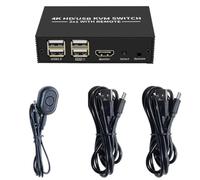 Eighosee Switch KVM Compatibile con 2X1 4K Selettore Switch USB Compatibile con 2 in 1 Uscita con Hub USB A 4 Porte Durevole Facile Installazione