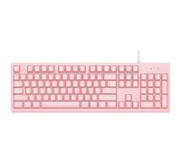 Eighosee Tastiera da gioco a membrana meccanica retroilluminata bianca, cablata 104 per ufficio e digitazione, rosa