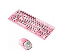 Eighosee Tastiera e Mouse Bluetooth Wireless Multi-Dispositivo Ricaricabili con Supporto per Telefono Rosa