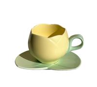 Eighosee Tazza da Caffè A Tulipano In Ceramica A Forma di Fiore da 300 Ml Tazza da Tè con Piattino Tazza da Bere In Ceramica Tazza A Tulipano, Alta Qualità B