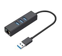 Eighosee Trasforma USB portatile RJ45 Multifunzione Lega di Alluminio 1000MB Convertitore di Schede di Rete 3 Porta HUB USB3.0 Nero