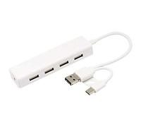 Eighosee USB 2.0+USB 3.1 TIPO C -Type Dual Plug a USB 2.0 4 porte HUB bianco