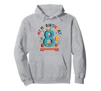 Eight is My New Favorite Number Regalo di Compleanno Felpa con Cappuccio, Unisex per Adulti, Grigio Melange, M