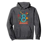 Eight is My New Favorite Number Regalo di Compleanno Felpa con Cappuccio, Unisex per Adulti, Grigio Scuro, M