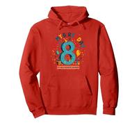Eight is My New Favorite Number Regalo di Compleanno Felpa con Cappuccio, Unisex per Adulti, Rosso, XL