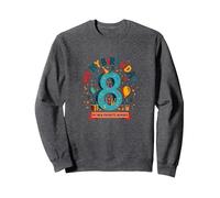 Eight is My New Favorite Number Regalo di Compleanno Felpa, Unisex per Adulti, Grigio Scuro, XL