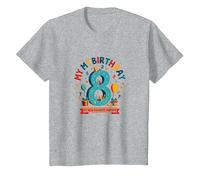 Eight is My New Favorite Number Regalo di Compleanno Maglietta, Bambini, Grigio Melange, 4 Anni