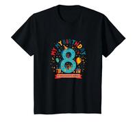 Eight is My New Favorite Number Regalo di Compleanno Maglietta, Bambini, Nero, 3 Anni