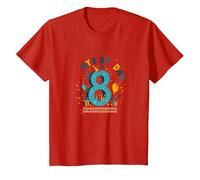 Eight is My New Favorite Number Regalo di Compleanno Maglietta, Bambini, Rosso, 10 Anni