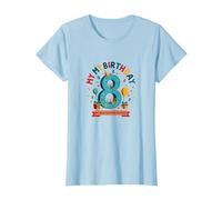 Eight is My New Favorite Number Regalo di Compleanno Maglietta, Donna, Celeste, 3XL