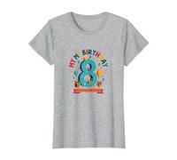 Eight is My New Favorite Number Regalo di Compleanno Maglietta, Donna, Grigio Melange, 3XL
