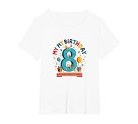 Eight is My New Favorite Number Regalo di Compleanno Maglietta, Donna Plus-Size, Bianco, 2X