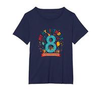 Eight is My New Favorite Number Regalo di Compleanno Maglietta, Donna Plus-Size, Navy, 3X