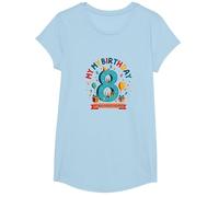Eight is My New Favorite Number Regalo di Compleanno Maglietta, Ragazze, Celeste, XS