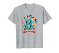 Eight is My New Favorite Number Regalo di Compleanno Maglietta, Uomo, Grigio Melange, L