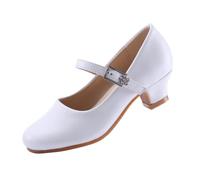 EIGHT KM Scarpe con Tacco per Ragazze Mary Jane Eleganti Principessa Décolleté da Matrimonio EKM7015 Athena Microfiber Leather Bianco Taglia EU 29