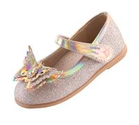 EIGHT KM Scarpe da Bambina Piccola Mary Jane Principessa da Sposa Ballerine EKM7063 Glitter Scintillante Farfalla Minerva Oro Taglia EU 24