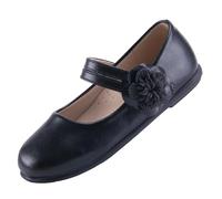 EIGHT KM Scarpe da Bambina Piccola Mary Jane Principessa da Sposa Ballerine EKM7063 Pelle Microfibra Fiore Camelia Brillante Nero Taglia EU 28