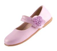 EIGHT KM Scarpe da Bambina Piccola Mary Jane Principessa da Sposa Ballerine EKM7063 Pelle Microfibra Fiore Camelia Brillante Rosa Taglia EU 28