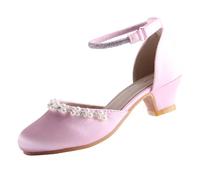 EIGHT KM Scarpe Mary Jane con Tacco Alto da Ragazza Principessa per Matrimonio e Festa EKM7033 Seta Liscia Lucida perlacea Rosa Taglia EU 37