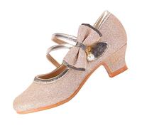 EIGHT KM Scarpe Mary Jane con Tacco Alto da Ragazza Principessa per Matrimonio e Festa EKM7035 Scintillio Glitter Perla Minerva Oro Misura EU 30