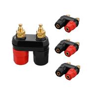 EIGHTNOO 4 Pezzi Connettori a Banana Femmina, Spine a Banana Doppia da 4 mm Placcato Oro, Jack a Banana a 2 Vie, Altoparlante Speaker Binding Post Terminal Connettori per Diffusori e Pannello