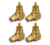 EIGHTNOO 4 Pezzi Connettori RCA 90 Gradi, Adattatore da Maschio a Femmina RCA ad Angolo Retto da 90 Gradi, Adattatore ad Angolo Retto RCA Placcato Oro per Audio Video Adattatorei, 2 Rossi e 2 Neri