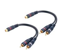 EIGHTNOO Cavo Audio Sdoppiatore RCA Placcato oro, 2 Pezzi Adattatore RCA a Y, 1 Femmine verso 2 Maschio 21.5cm/0.7ft per Collegamento Audio per Subwoofer, Amplificatori, Mixer