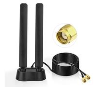 Eightwood Antenna WiFi 6E, 2,4 g/5 g/5,8 g/6 g, amplificatore di segnale WLAN Tri-Band Magnetic Base con cavo di prolunga RP-SMA per router Wi-Fi 5/6/6E PCI PCI-E scheda madre PC Bluetooth