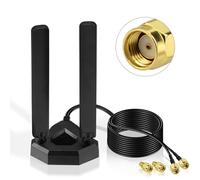 Eightwood Antenna WiFi 6E, 2,4 GHz, 5 GHz, 6 GHz, antenna WLAN, amplificazione del segnale RP-SMA Tri-Band con cavo di prolunga da 2 m, per schede WLAN, PCI, PC, router Bluetooth