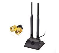 Eightwood WiFi Antenna 2.4G/5.8G Antenna Magnetica a Doppia frequenza 6dBi Adattatore RP-SMA Cavo di prolunga da 2 m Compatibile con Scheda WLAN Schede PCI Router Wirelesse Bluetooth Dlink