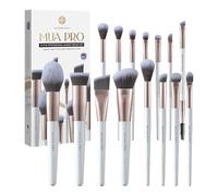 EIGSHOW Set di Pennelli per Make-up,15 Pezzi MUA PRO Serie Pennelli Professionali con Setole a Ioni d’Argento per Fondotinta,Illuminante,Correttore,Eyeliner,Set Regalo per Viaggi(Oro champagne)