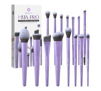 EIGSHOW Set di Pennelli per Make-up,15 Pezzi MUA PRO Serie Pennelli Professionali con Setole a Ioni d’Argento per Fondotinta,Polvere,Illuminante,Correttore,Eyeliner,Set Regalo per Viaggi(Viola Opaco)