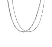 Eigso 2 pezzi classico argento in acciaio inox collane a catena per gli uomini donne moda vintage italiano cubano catene link collana per l'uomo donna