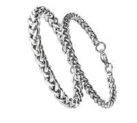 Eigso 2 pezzi in acciaio inox a forma di osso cubano braccialetti a catena Link per gli uomini le donne grazioso braccialetti d'argento di corrispondenza per la coppia