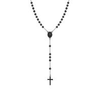 Eigso 5MM nero Gemstone Chapelet collana per gli uomini donne Croce cristiana collana pendente per gli uomini donne