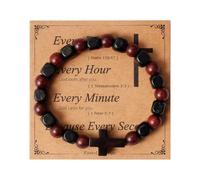 Eigso 8 MM Sandalo Perline Croce Bracciale per Gli Uomini Donne Mala Perline di Legno Bracciale Religioso per l'uomo