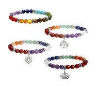 Eigso Bracciale 7 Chakra Bracciale Da Donna In Pietra Di Cristallo Con Ciondolo Simbolo Lotus/Yoga/Albero Della Vita Per San Valentino