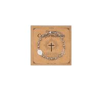 Eigso Bracciale a catena placcato oro per le donne rosario perline braccialetto cattolico crocifisso catene per battesimo primo Commuione, Acciaio inossidabile