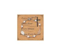Eigso Bracciale a catena placcato oro per le donne rosario perline braccialetto cattolico crocifisso catene per battesimo primo Commuione, Acciaio inossidabile