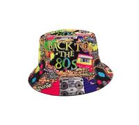 Eigso Cappello a secchiello retrò anni '80 per donne e uomini Hip Hop Rock Scrawl Cappello da pescatore per donna e uomo, A1: tema anni '80, 57-58