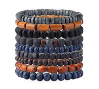 Eigso Donne Lava Rock Bracciali Moda Bohemien Bracciale di legno con perline Set per la donna occidentale Polsino