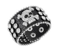 Eigso Strass Bracciale in pelle per donne uomini Punk Rock Bracciale borchiato 70s 80s Disco Bling Bangle